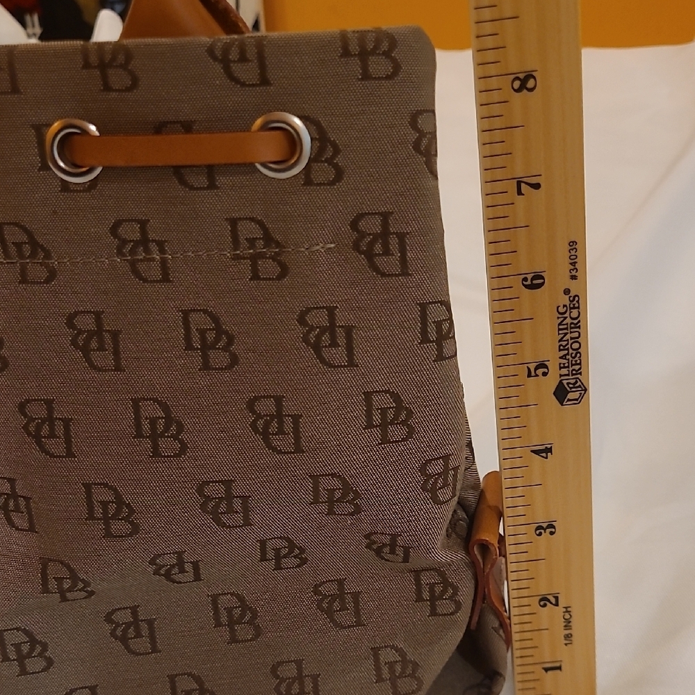 Authentic Dooney & Bourke Brown Monogram Shoulder Bag Leather Accents - Picture 12 of 13